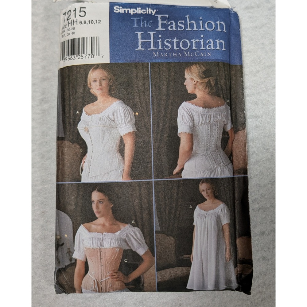 Simplicity 7215 Fashion Historian Martha McCain Civil War Chemise Corset Pattern